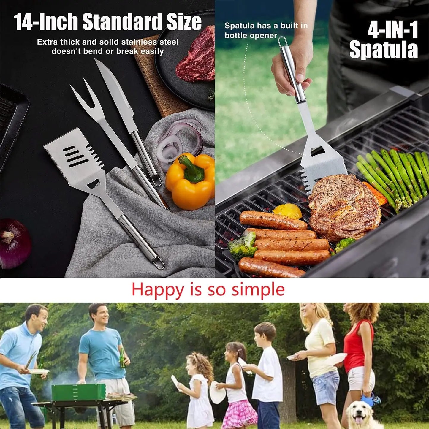 Stainless Steel BBQ Tool Set(with Barbecue Apron)Grilling Utensils Accessories,for Barbecue Indoor Outdoor,Party and Picnic,BBQ Grill Utensils Perfect Gift for Men and Women